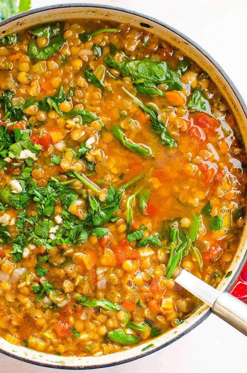 Lentil Soup With Carrots And Spinach