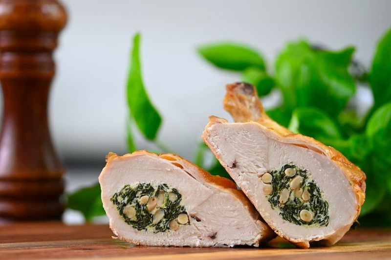 Spinach And Pine Nut Stuffed Chicken