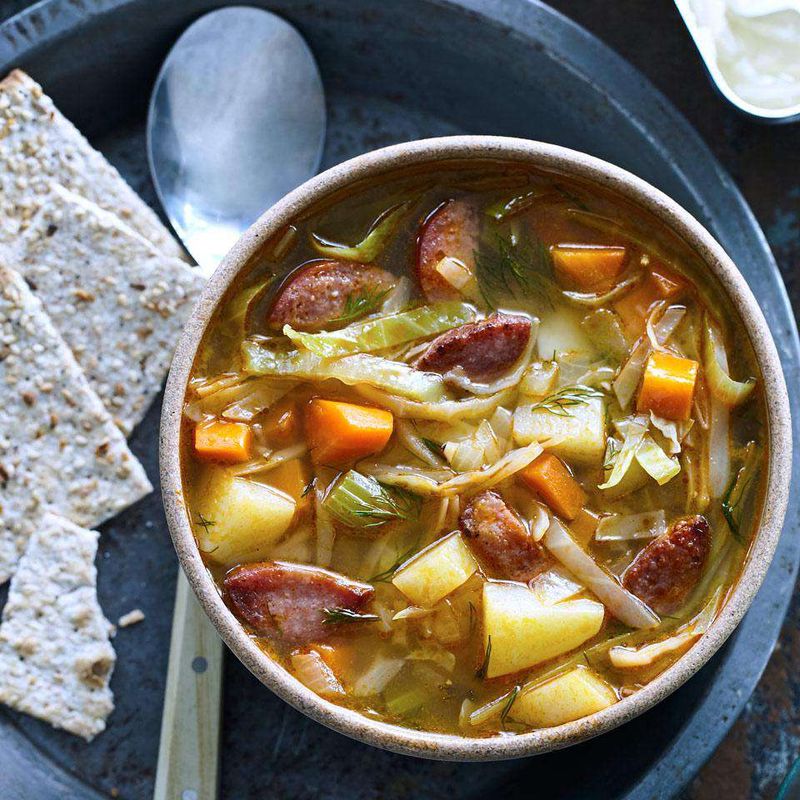 Polish-Style Kielbasa And Cabbage Soup