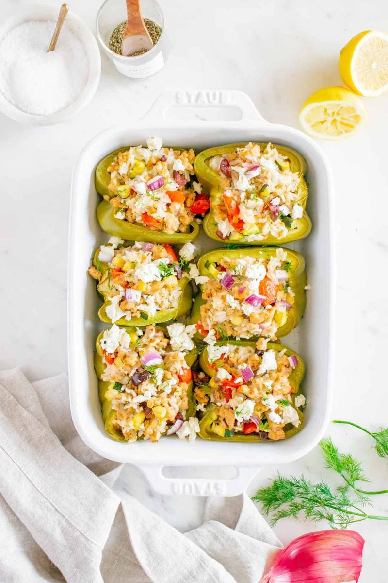Greek Chicken Stuffed Peppers