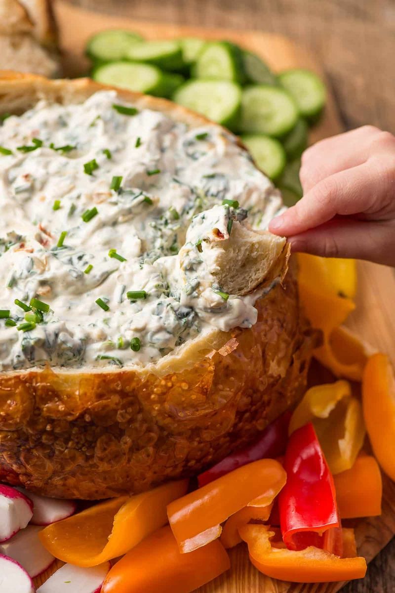 Spinach Dip in a Bread Bowl
