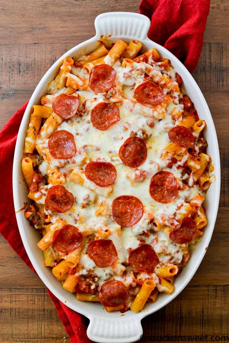 Beef Pizza Pasta Casserole