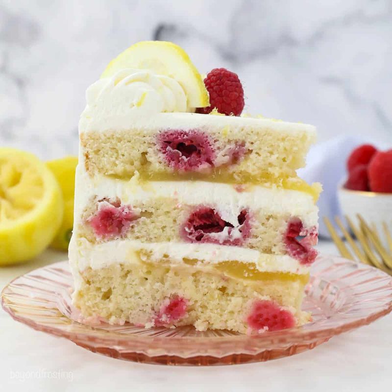 Lemon Cake With Berry Heart Decor