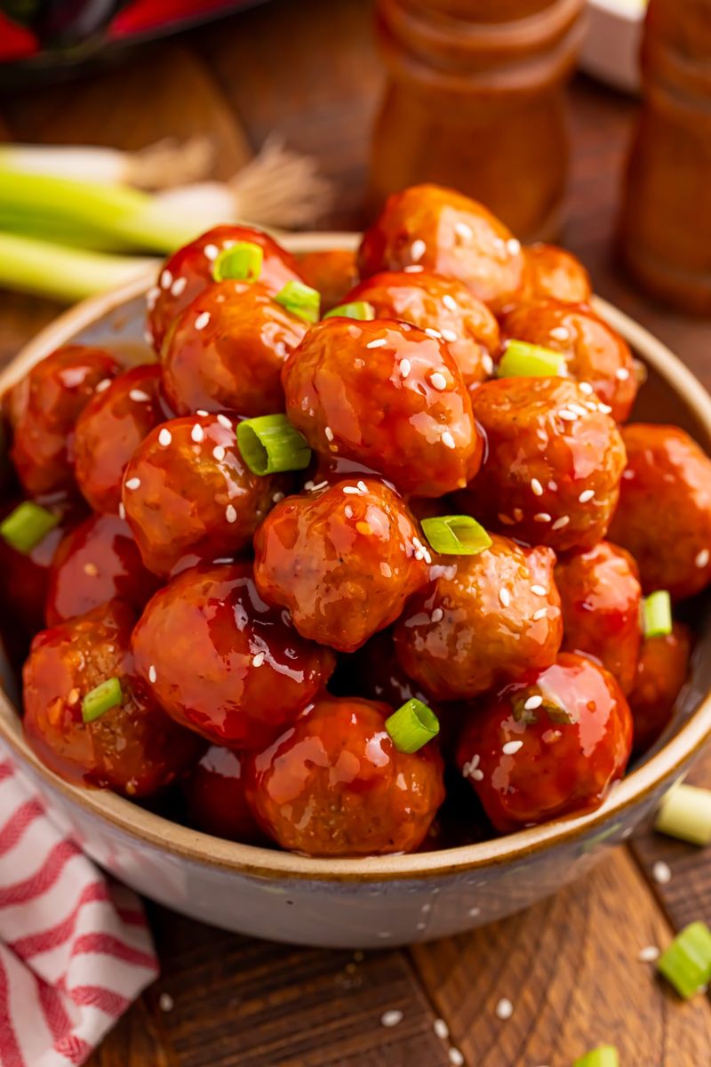 Chicken Meatballs With Sweet Chili Glaze
