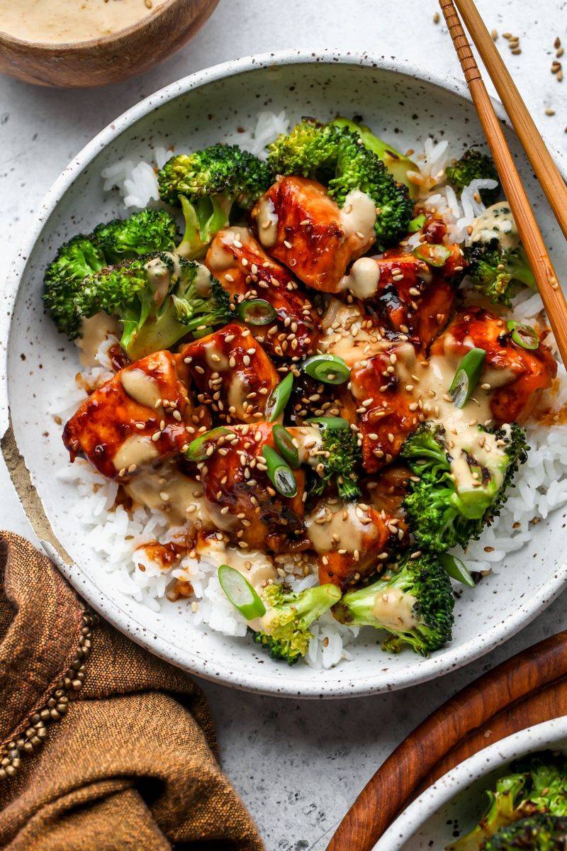 Garlic Ginger Salmon with Sesame Broccoli