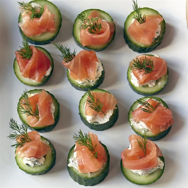 Smoked salmon cucumber bites