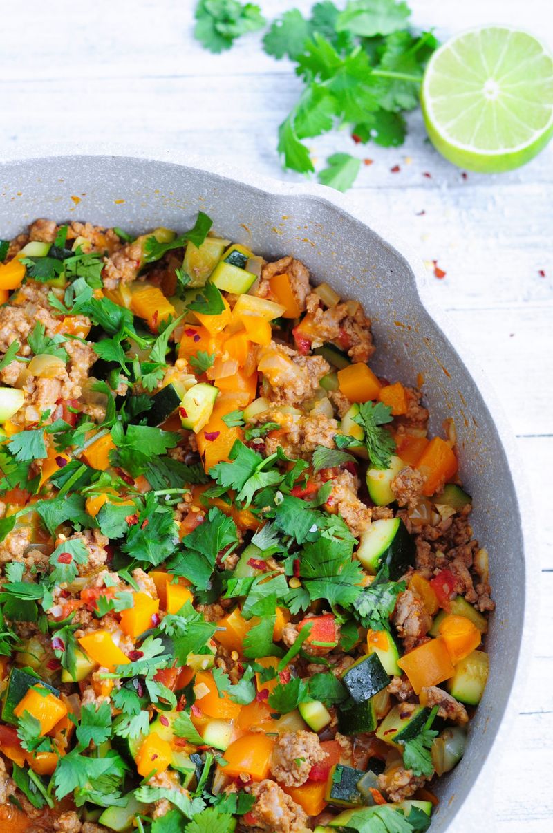 Spicy Turkey Zucchini Skillet