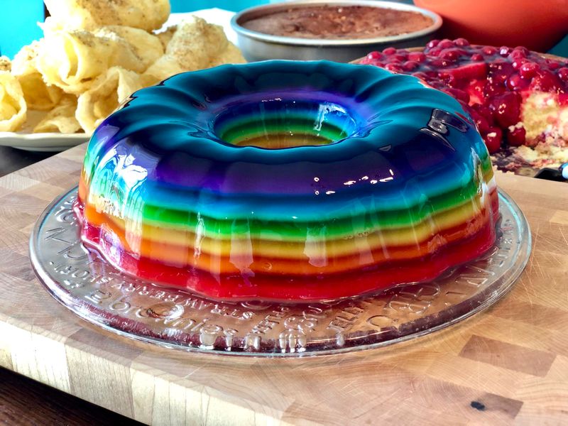Rainbow Ribbon Jello Bundt