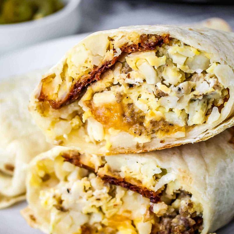 Breakfast Burrito With Potatoes and Sausage