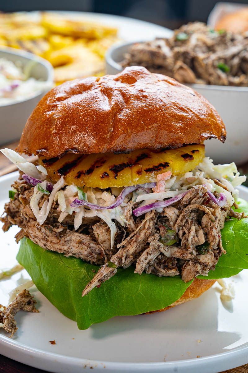 Jerk Chicken Sandwich With Pineapple Slaw