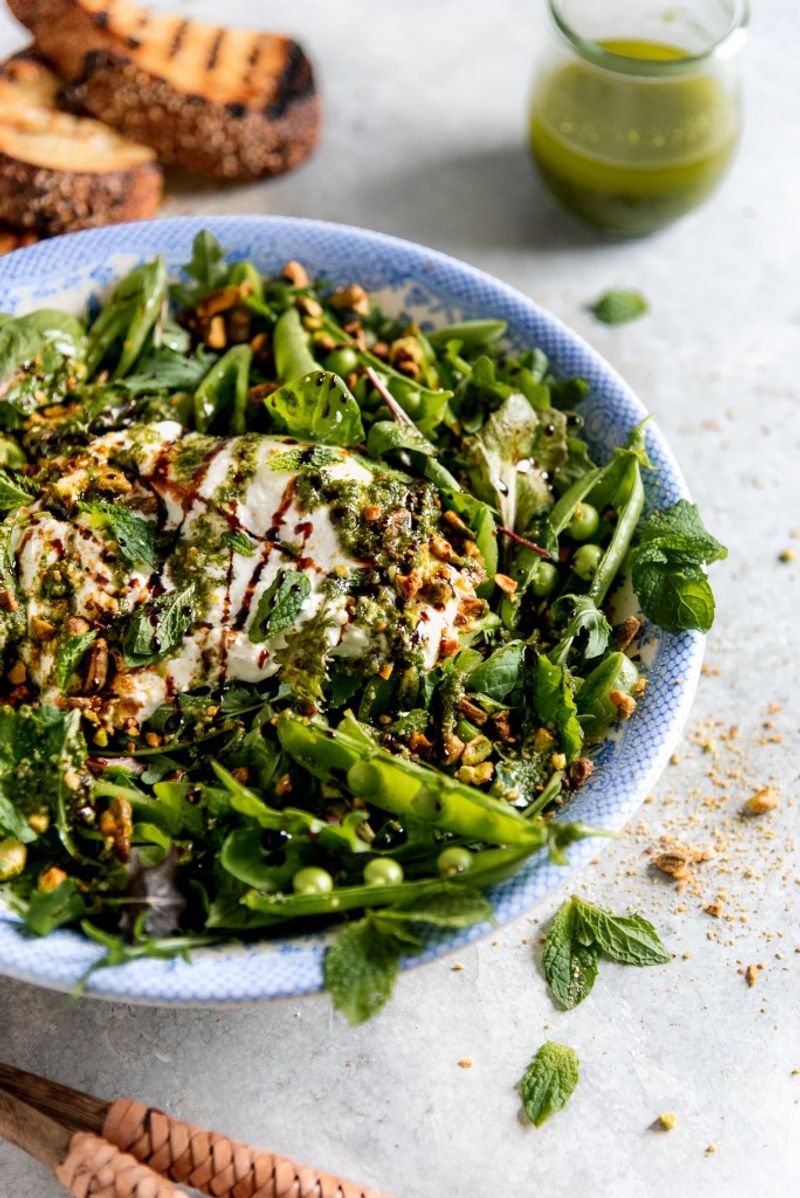 Charred Snap Pea and Burrata Salad