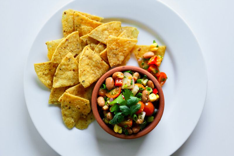 Corn chips with a jarred dip situation