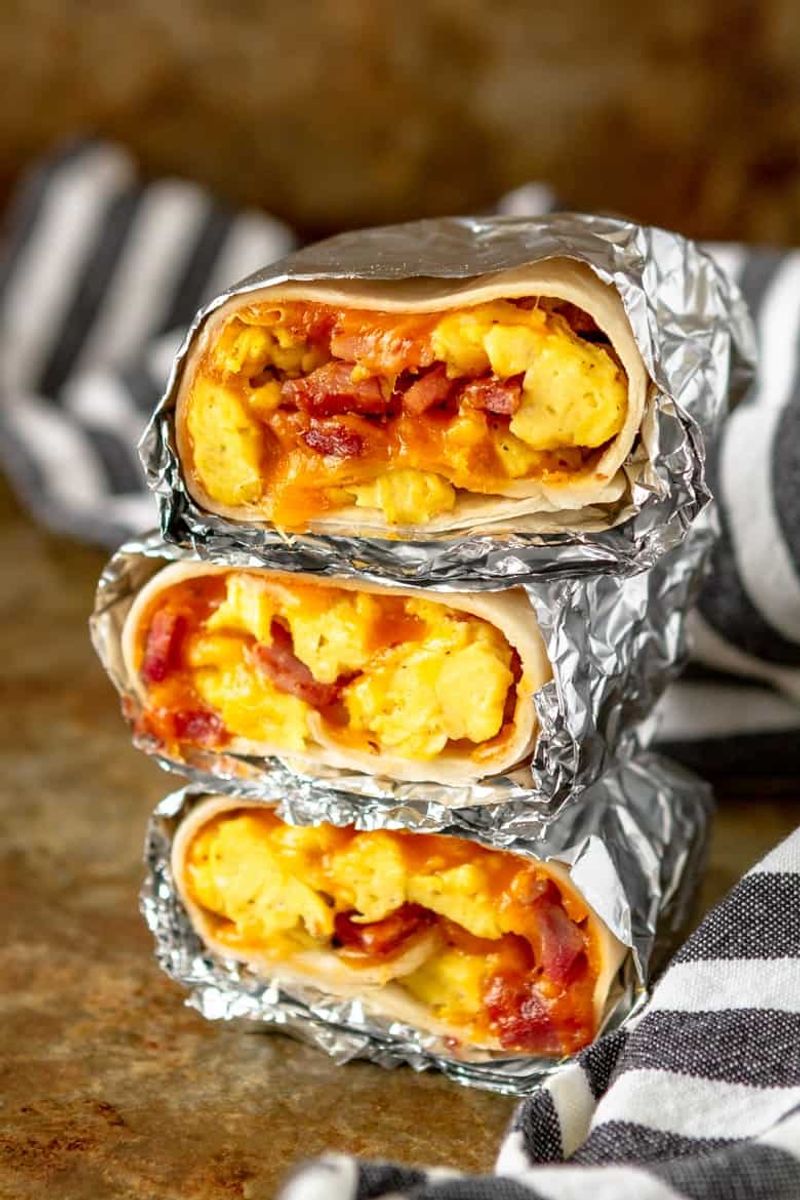 Ham and Cheddar Breakfast Burritos