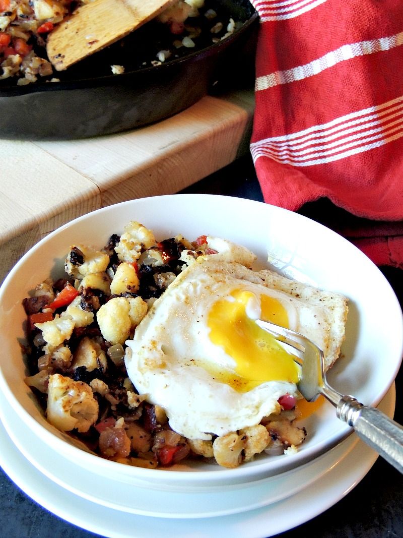Cauliflower Hash With Poached Eggs