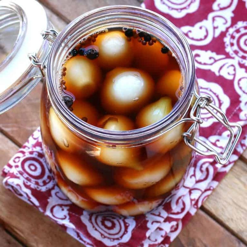 Pickled onions in a classic jar