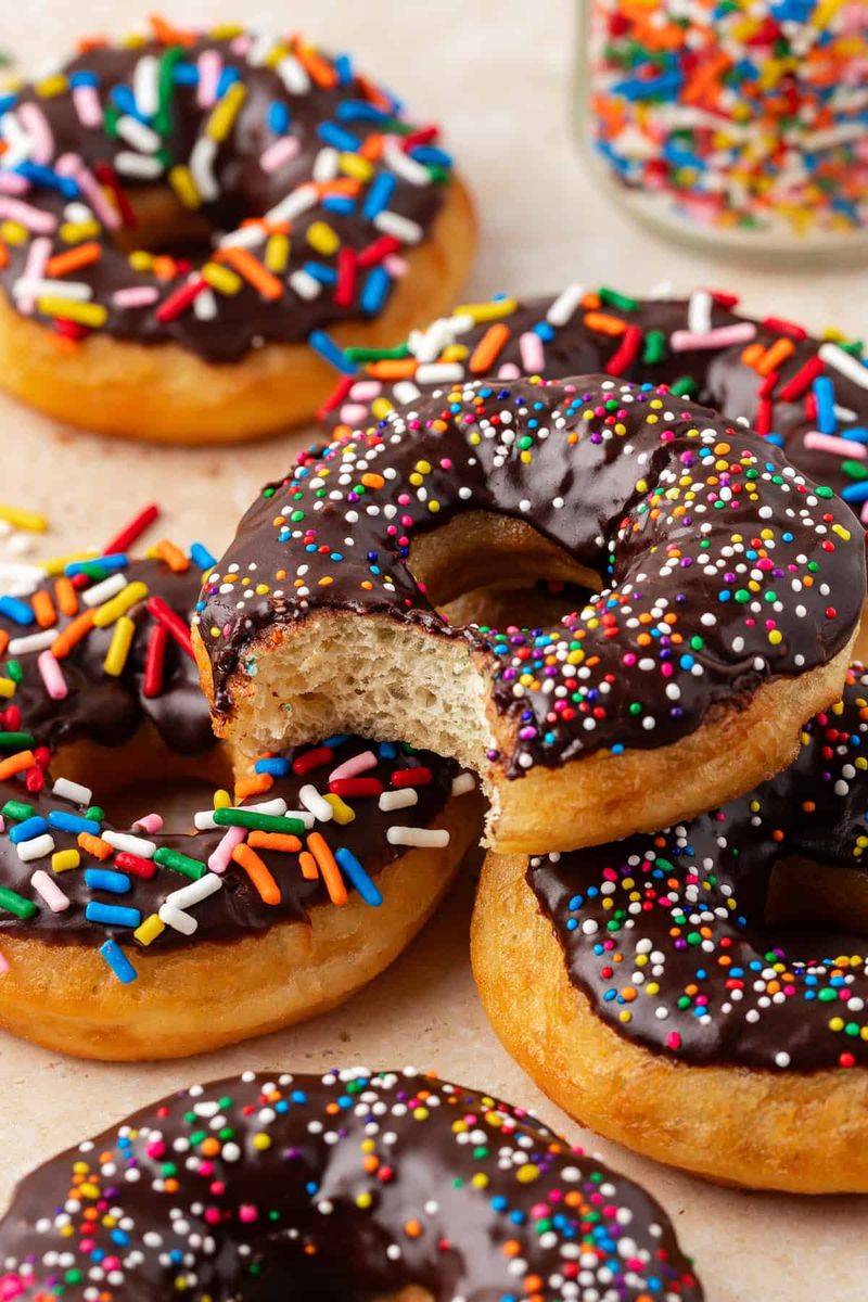 Chocolate Drizzle Biscuit Donuts