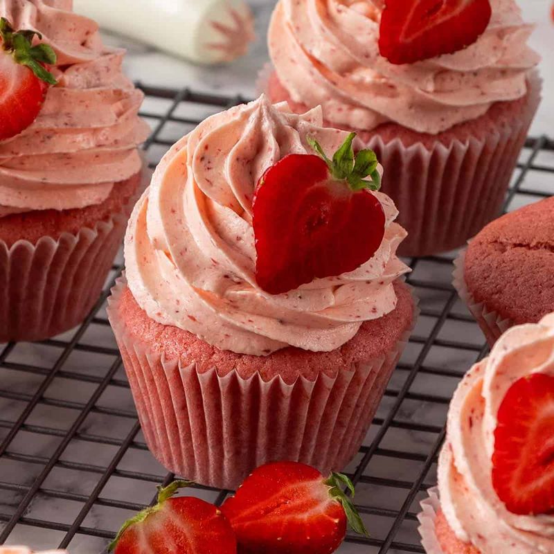 Strawberry Cupcakes With Strawberry Buttercream
