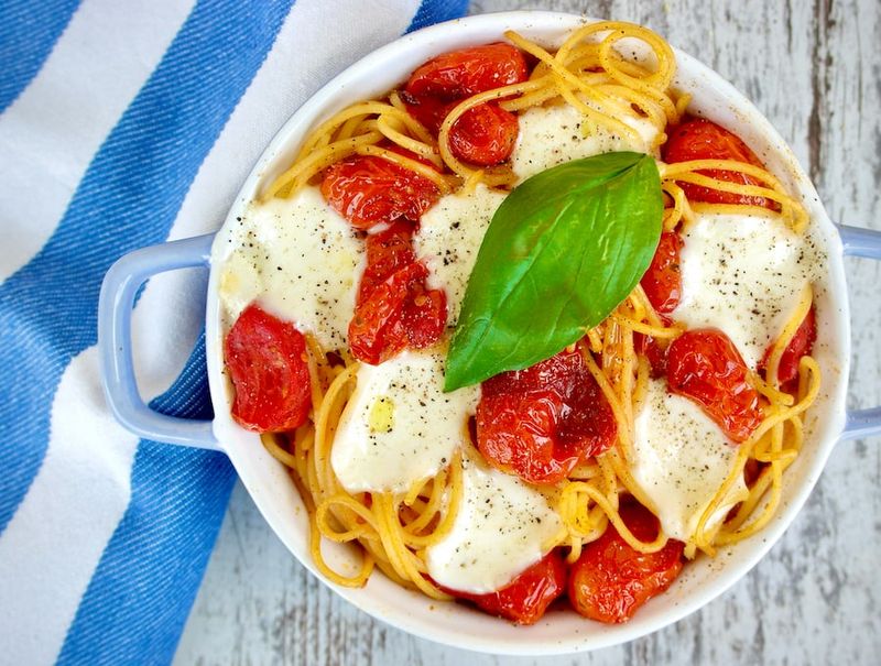 Tomato Basil Pasta With Fresh Mozzarella