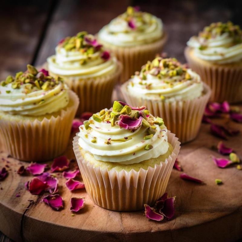 Pistachio Rose Cupcakes
