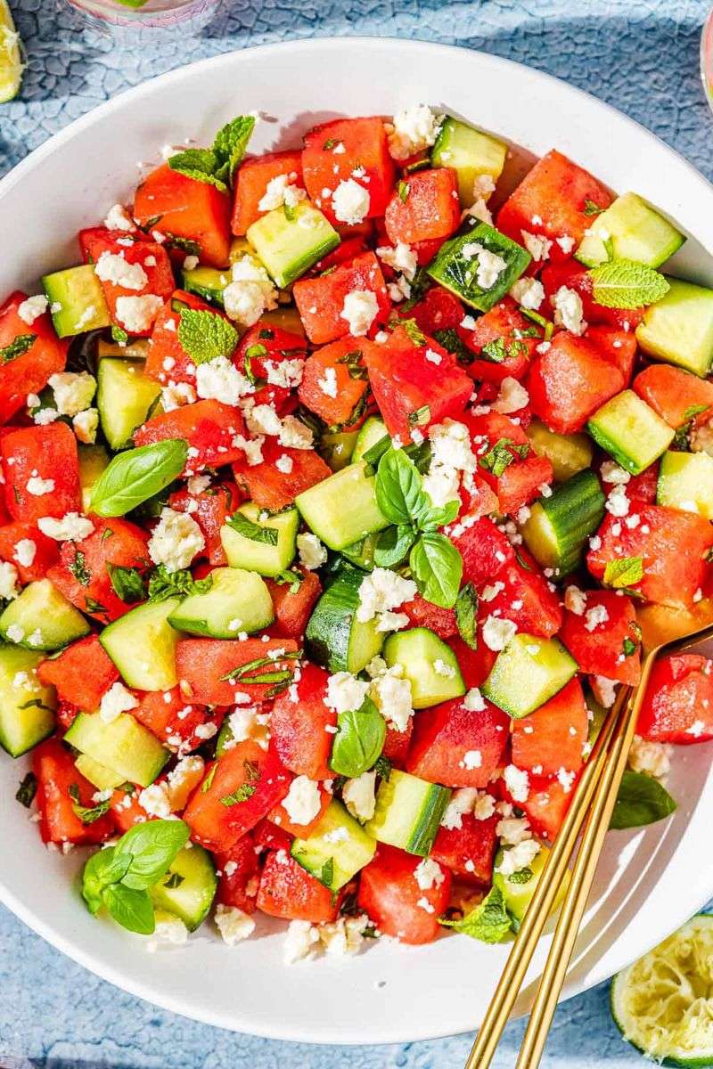 Cucumber Watermelon Mint Salad