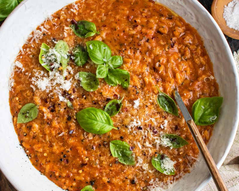 Tomato Basil Farro Risotto
