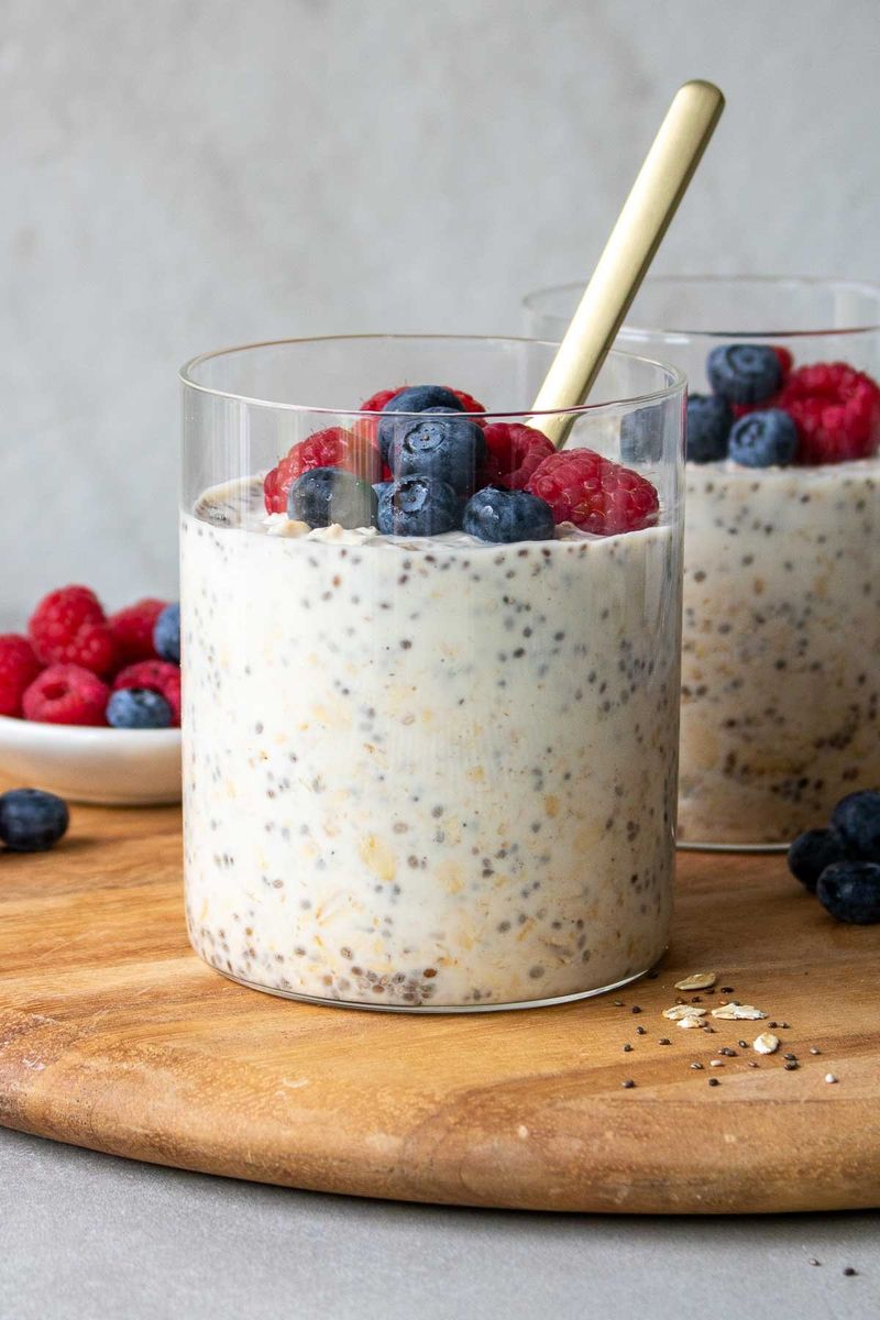 Overnight oats with milk and Greek yogurt