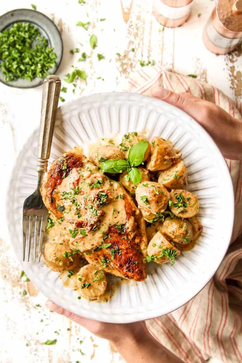 Creamy Tuscan Chicken (lightened up)