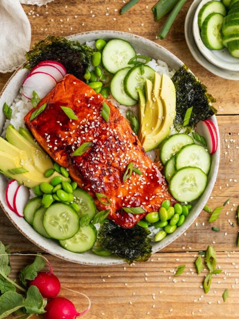 Crispy Gochujang Glazed Salmon Bowls