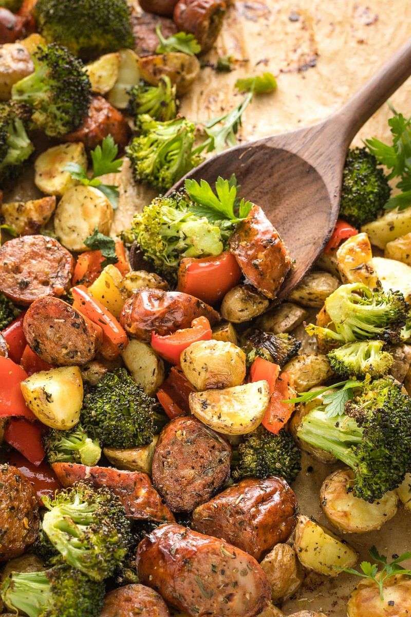 Sheet-Pan Sausage And Vegetables