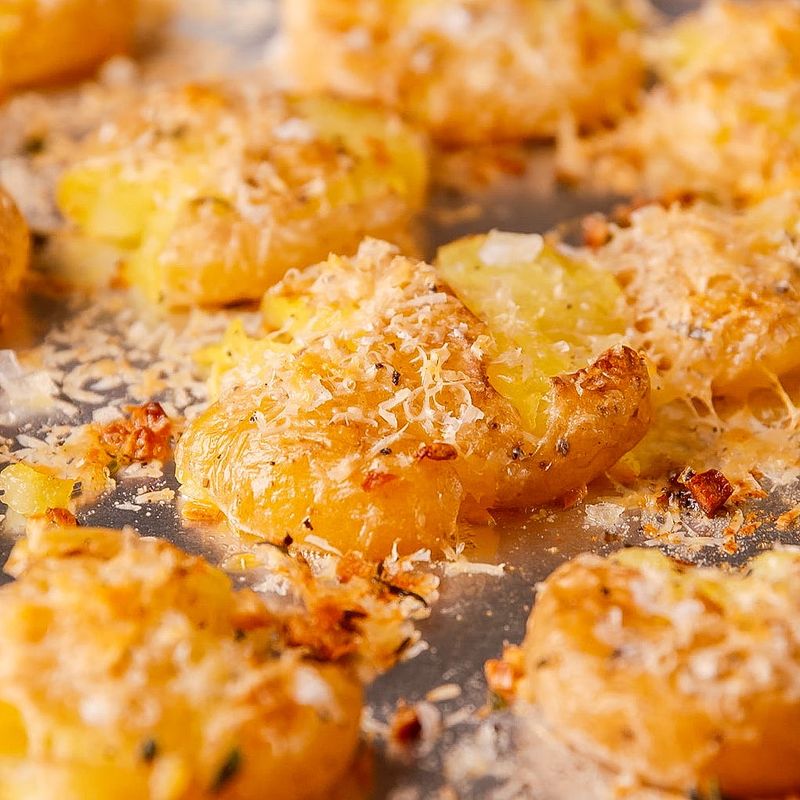 Smashed Potatoes With Parmesan and Herbs