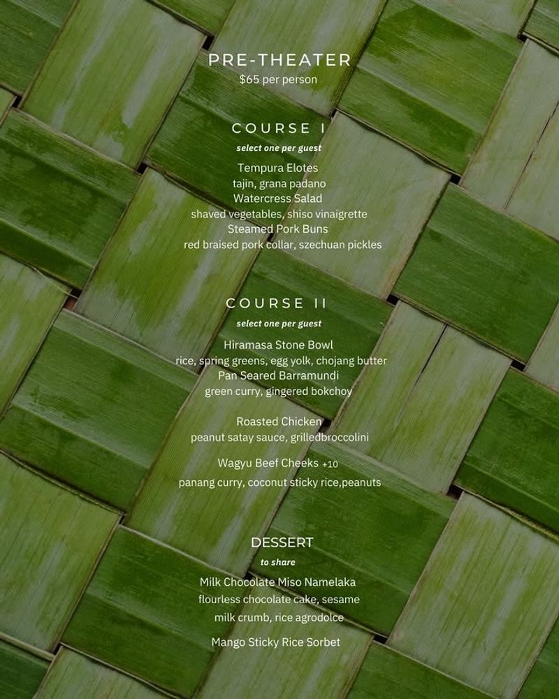 Early-Bird Pre-Theater Menus