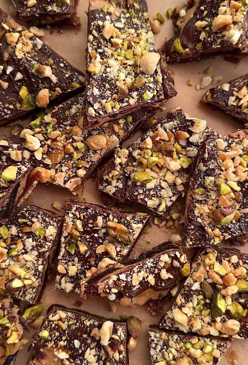 Date Bark With Chocolate And Nuts