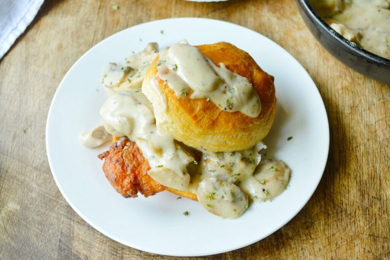 Creamed Chicken Over Biscuits