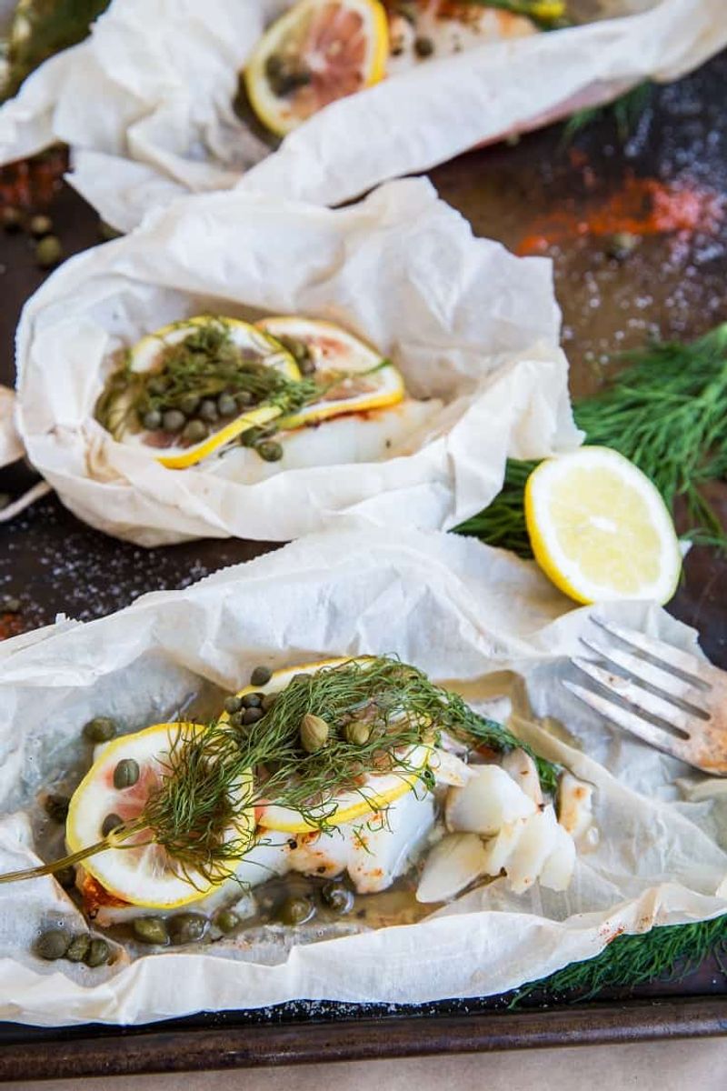 Fish en papillote (parchment packet)