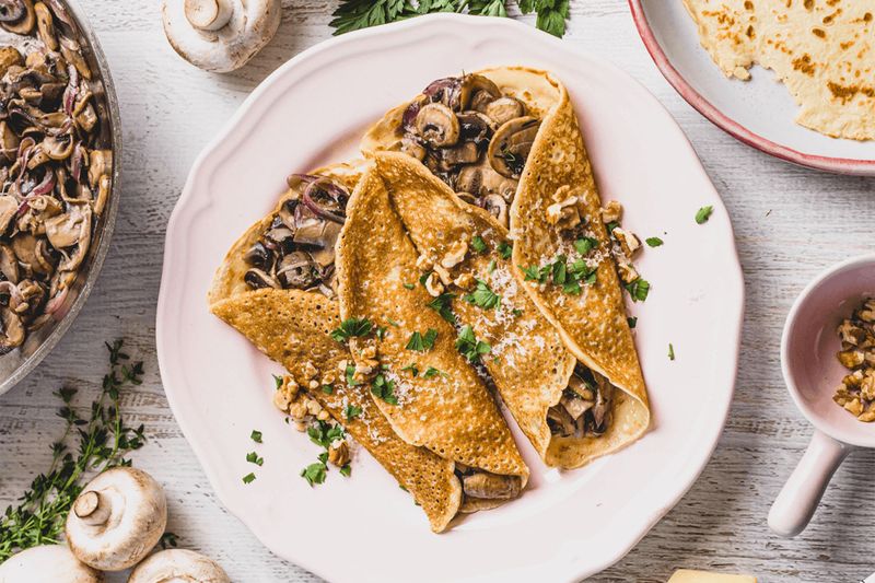 Savory Crepes with Herbed Mushrooms