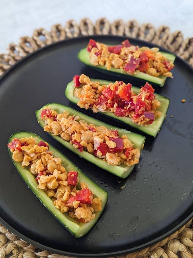 Chickpea Tuna Smash On Cukes