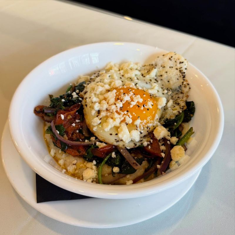 Grits + roasted tomatoes and feta