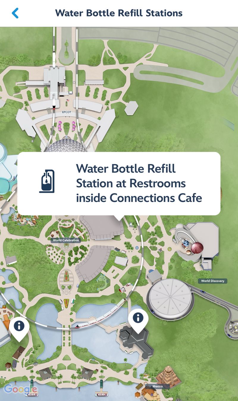The EPCOT Water Fountain Refill Route