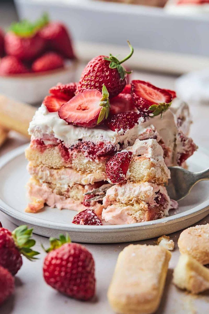 Strawberry tiramisu (spring version)