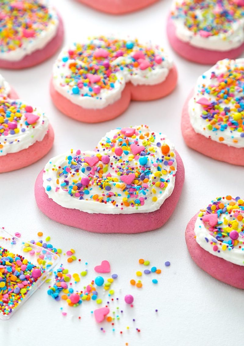Heart-Shaped Sprinkle Confetti Cookies