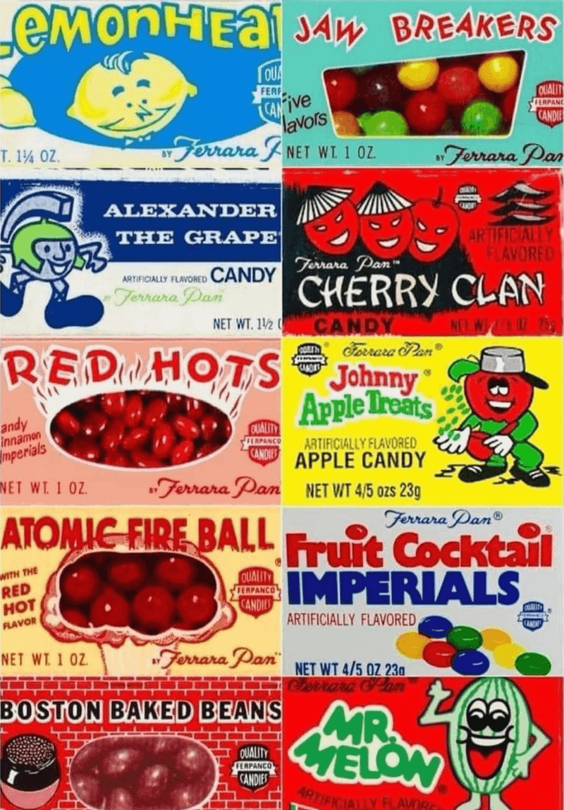 Ferrara Pan Candy Shelf: Lemonheads, Red Hots, Boston Baked Beans