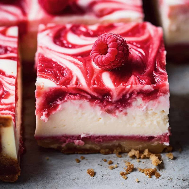 Raspberry Swirl Cheesecake Bars