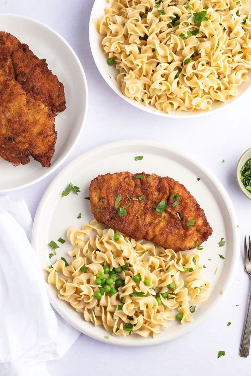 Nebraska — Chicken Schnitzel with Buttered Noodles