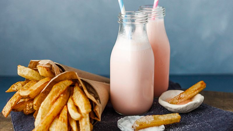 French fries dipped in a milkshake