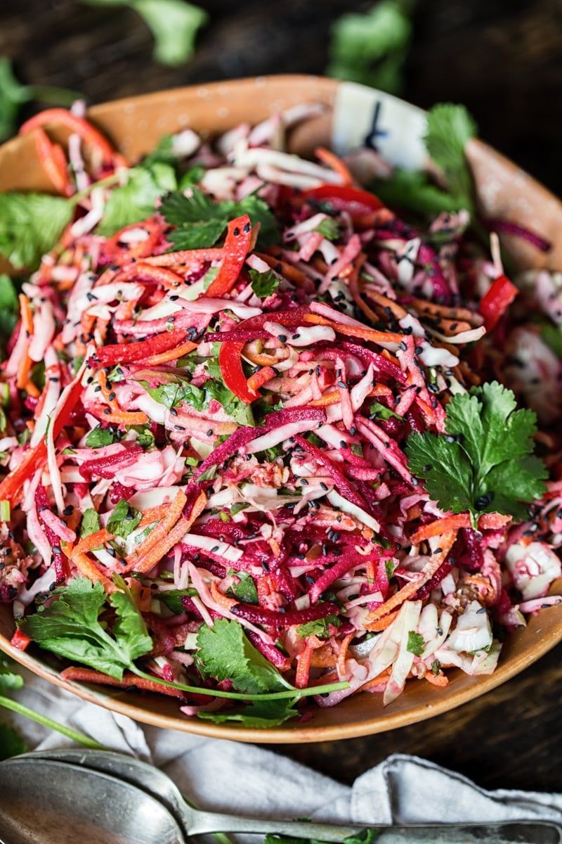 Tahini Crunch Rainbow Slaw
