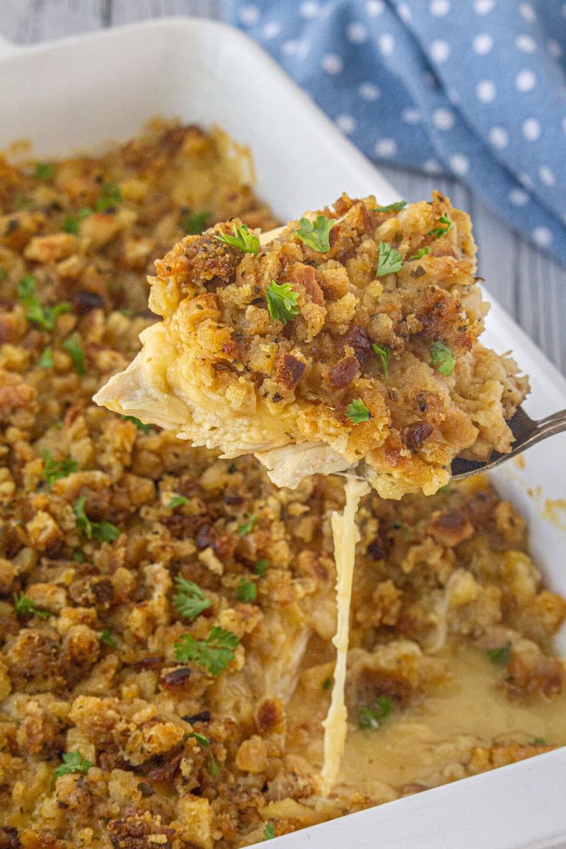 Cheesy Chicken and Stuffing Casserole