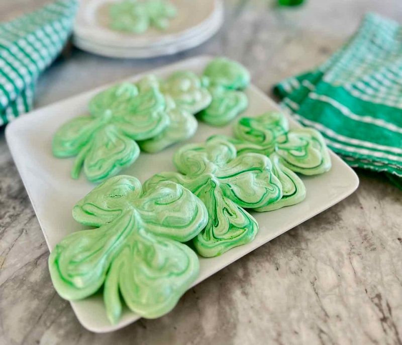 Shamrock Meringue Cookies
