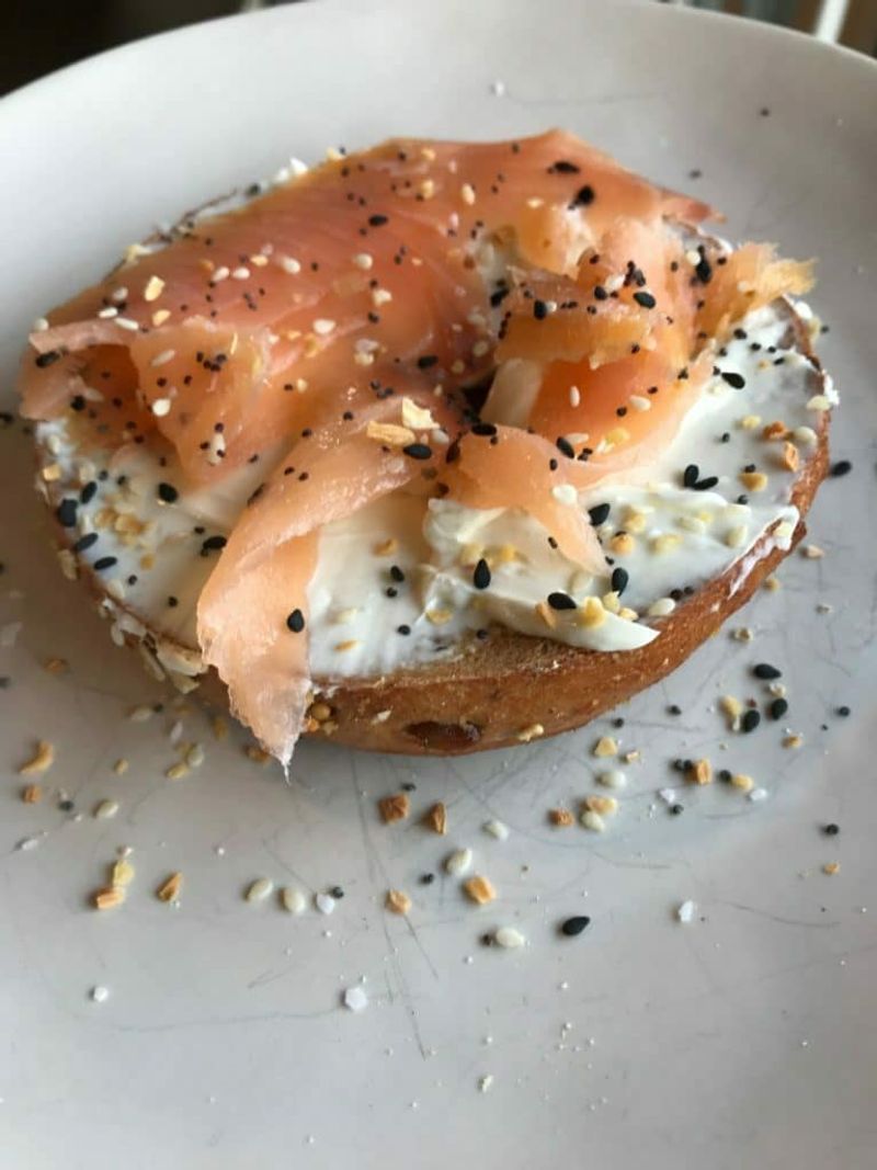 Everything Bagel Smoked Salmon Breakfast Sandwich