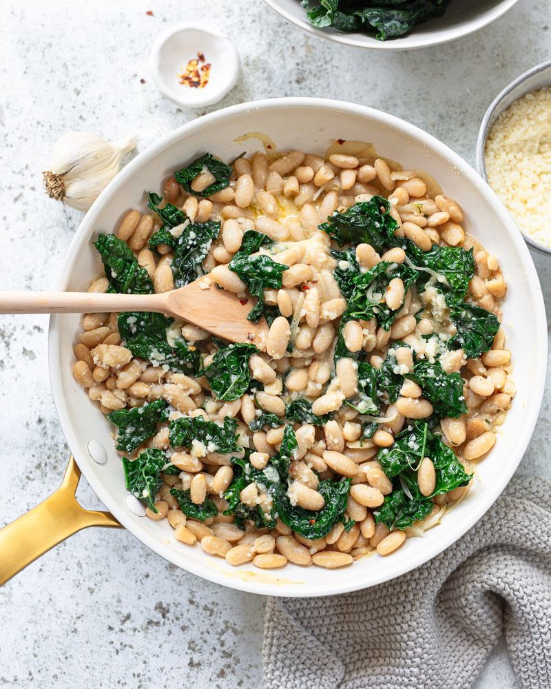 White Bean And Kale Skillet With Parmesan