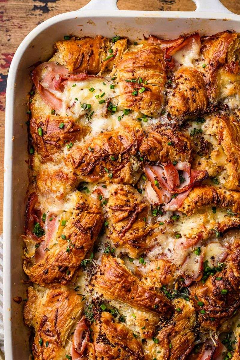Ham and Swiss Croissant Casserole